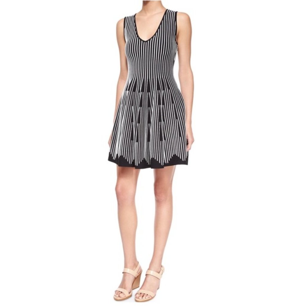 Milly Fit and Flare Black & White Dress